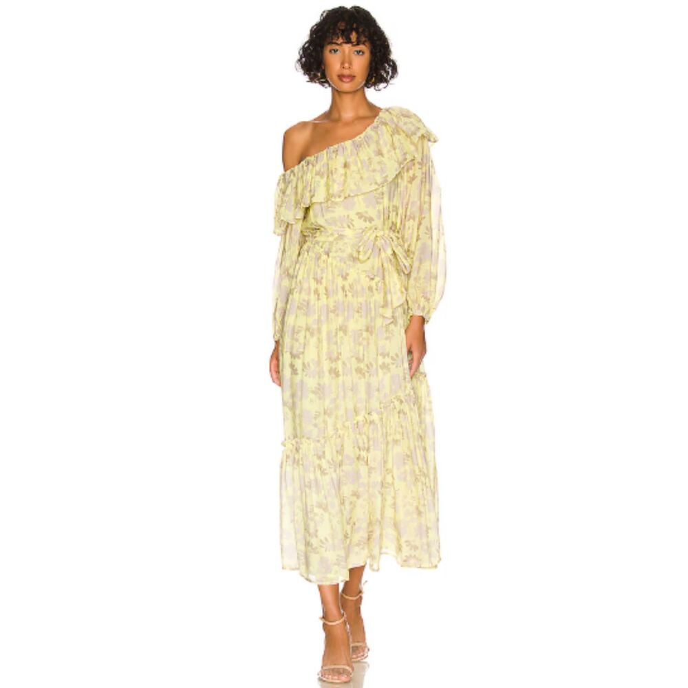 ASTR The Label Kaylani Off-Shoulder Ruffle Floral Lightweight Maxi Dress Small